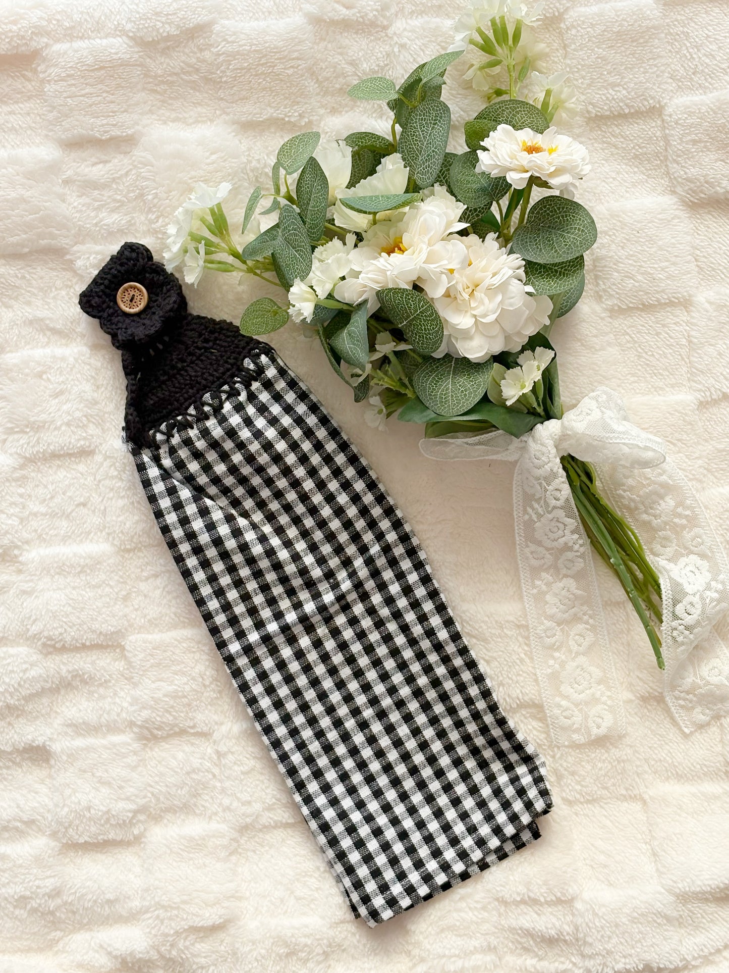 Black Gingham Hanging Towel